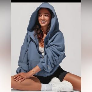 Cloud blue steal zip hoodie
